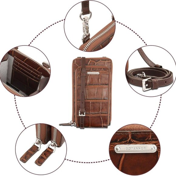 Multipocket Women's Leather Crossbody Bag RFID Safe Adjustable Strap - Picture 4 of 6